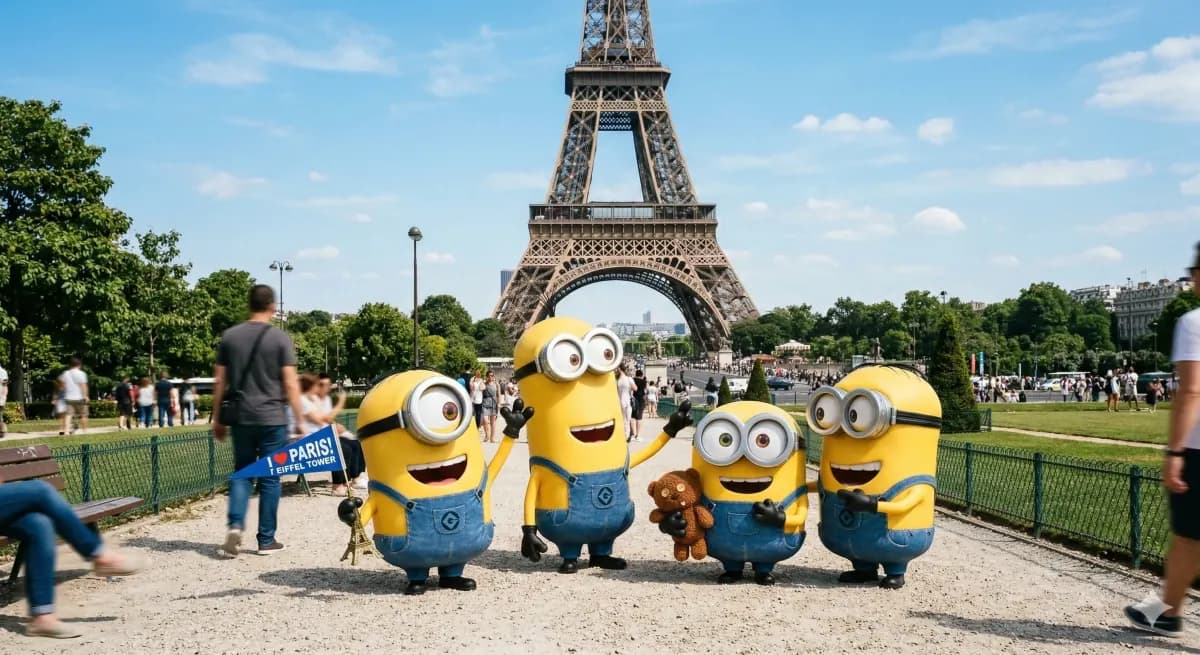 Minions exploring food spots in Paris